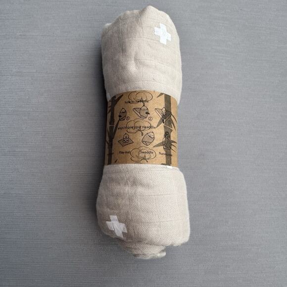 Global Organic Textile Standard Muslin Swaddle Blanket 47x47 Cotton Bamboo Cross - Picture 3 of 3